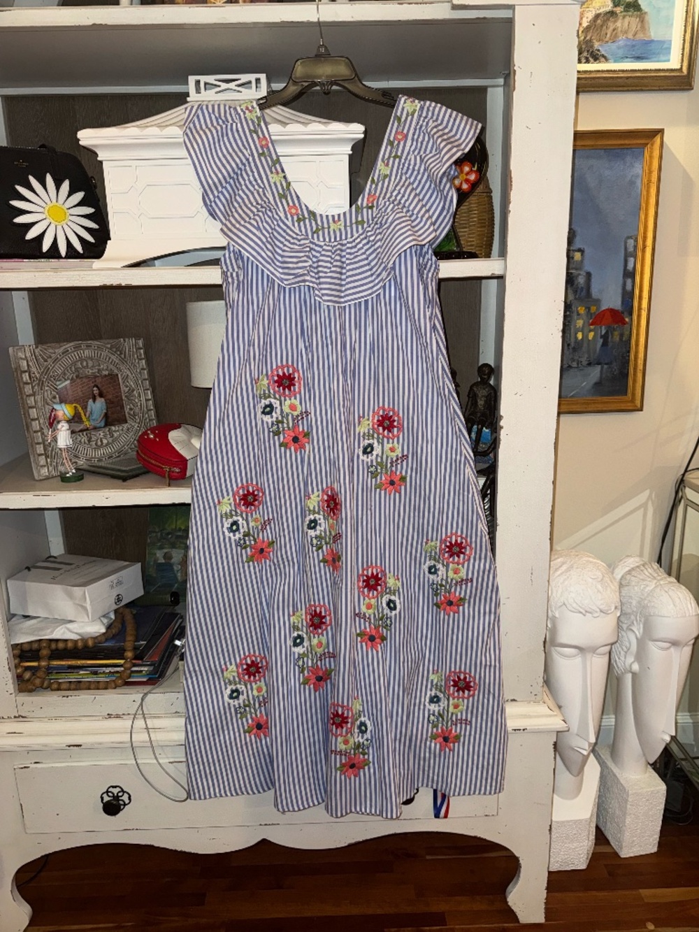 Mi Golondrina size Large L Andrea Suerte stripe floral Pastel arroyo dress nwt